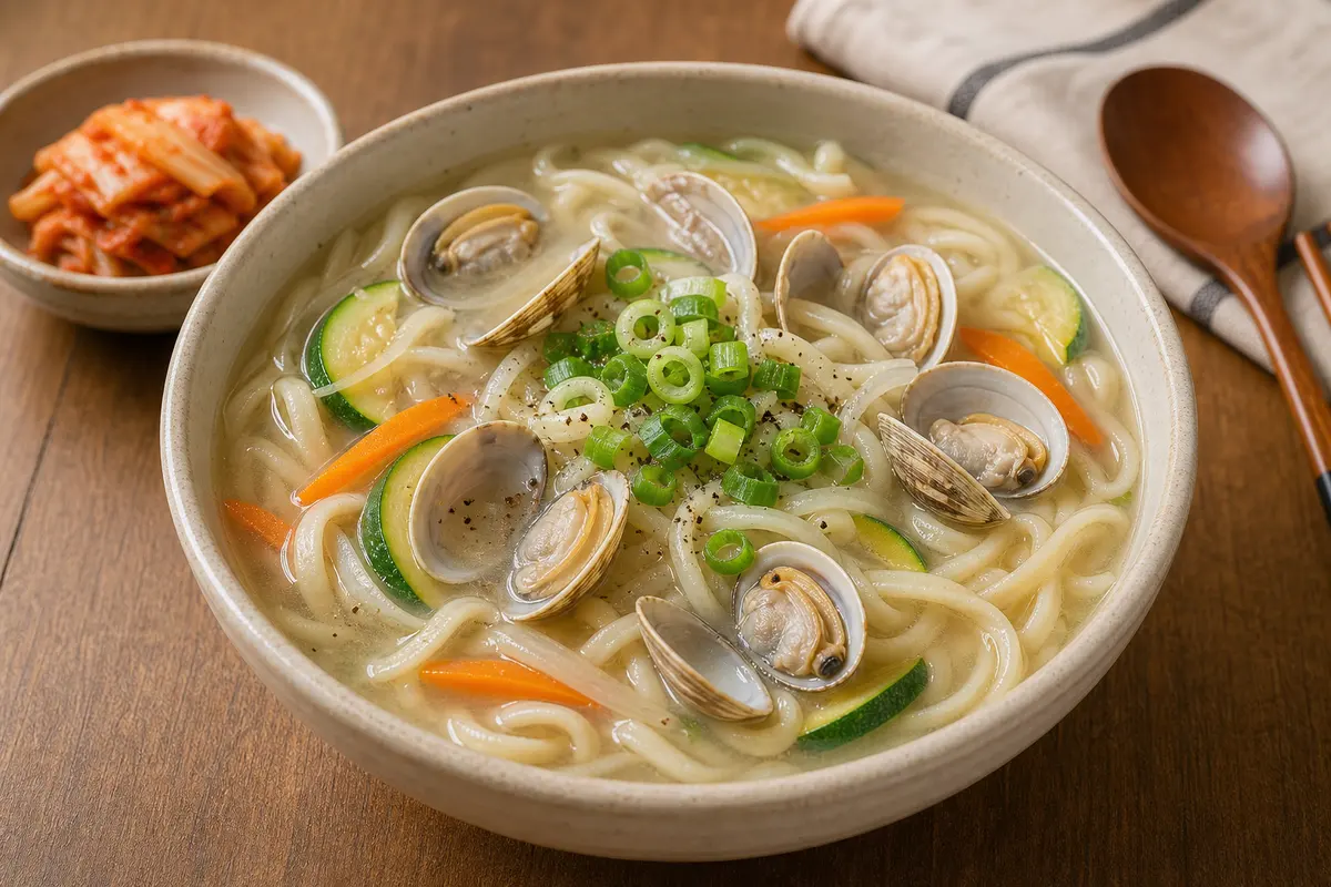 완성된 바지락 칼국수