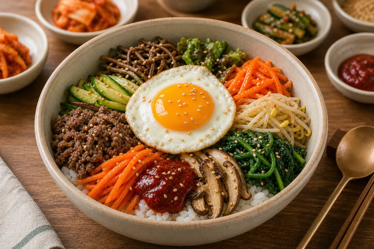 알록달록한 한국식 비빔밥 완성 사진