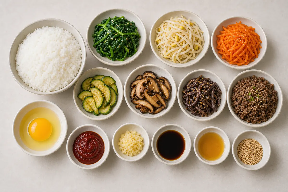 알록달록한 한국식 비빔밥 완성 사진