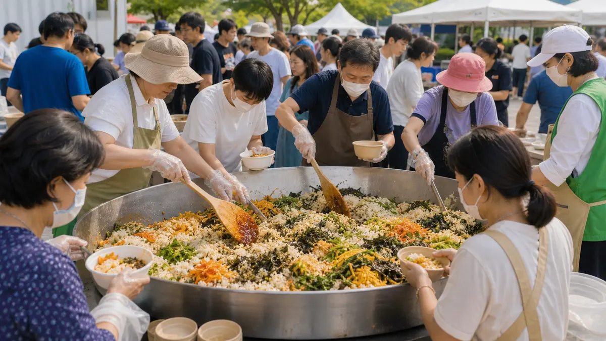 충북 음성품바축제에서 거리 퍼레이드와 나눔 체험을 즐기는 풍경