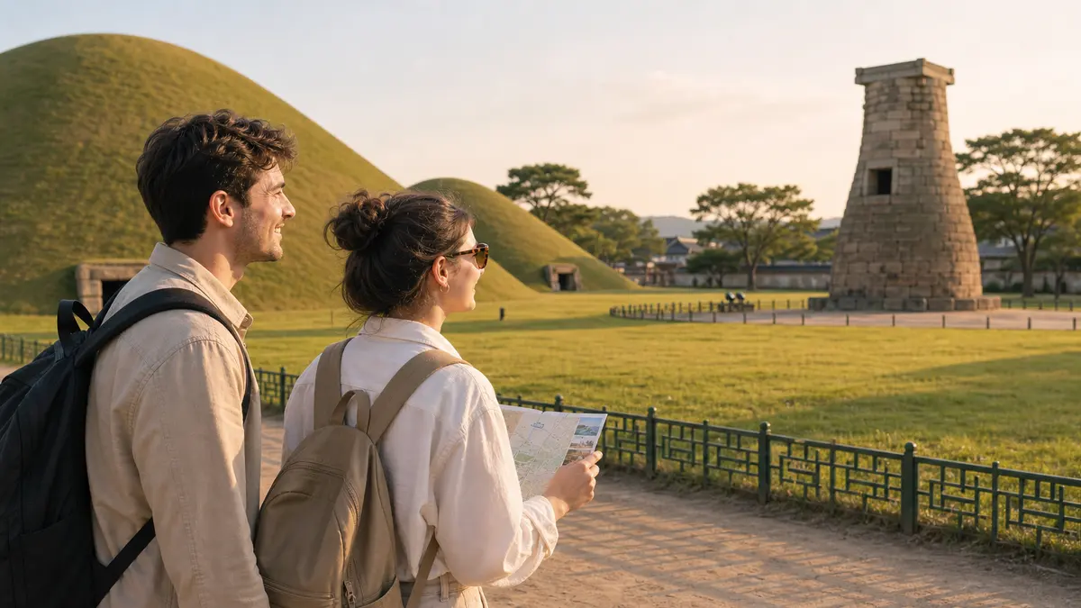 Historical trip to Gyeongju for foreigners Daereungwon Cheomseongdae Bulguksa Temple Donggung Palace and Wolji Images
