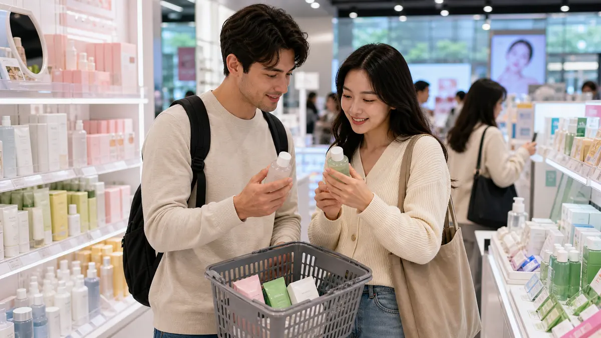 외국인을 위한 한국 K뷰티 쇼핑 성분표 피부타입 면세 화장품 가이드 이미지