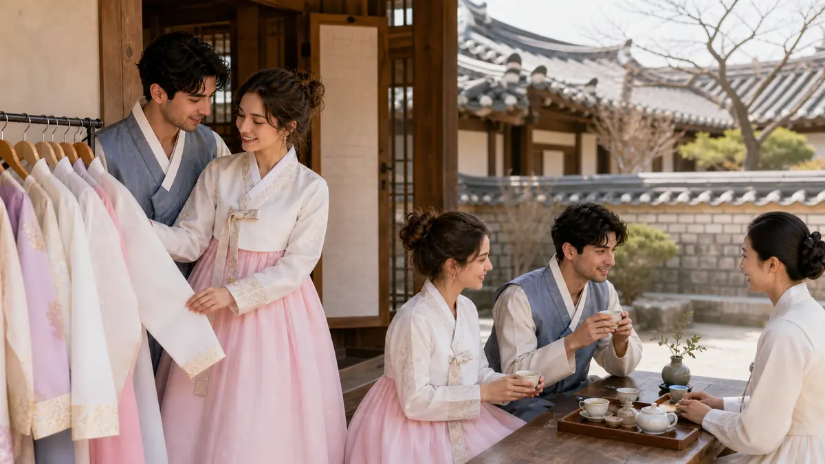 외국인을 위한 전주 한옥마을 한복 비빔밥 전통 골목 여행 코스 이미지