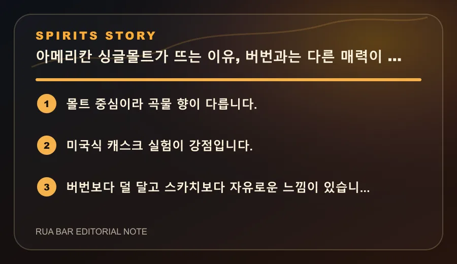 아메리칸 싱글몰트가 뜨는 이유, 버번과는 다른 매력이 있습니다