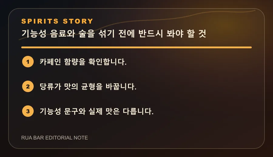 기능성 음료와 술을 섞기 전에 반드시 봐야 할 것