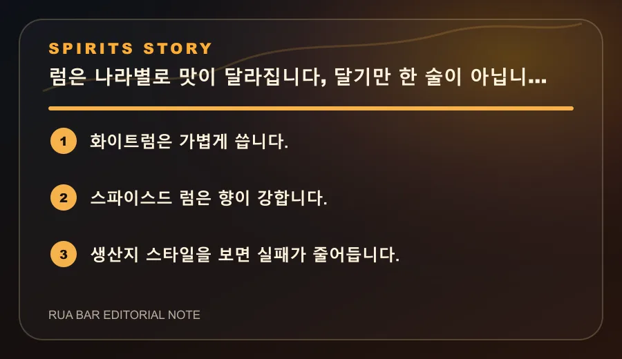 럼은 나라별로 맛이 달라집니다, 달기만 한 술이 아닙니다 요약 카드